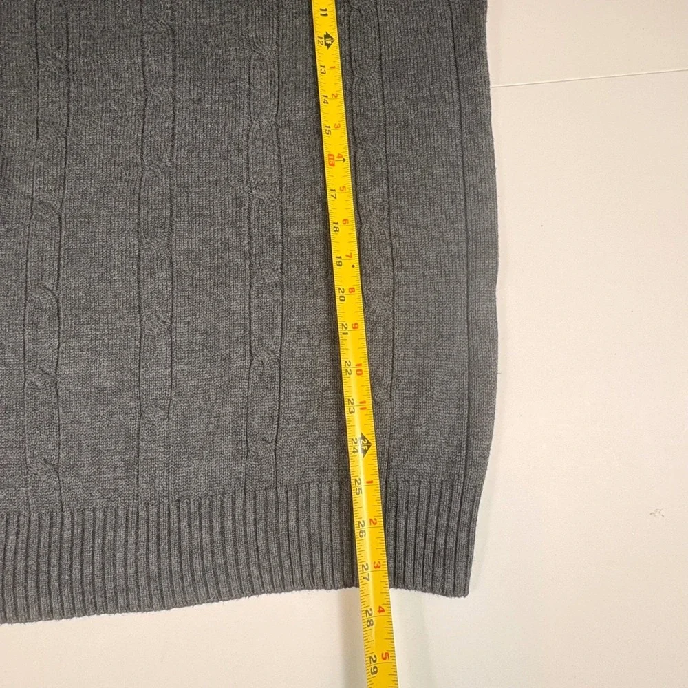 Oscar de la Renta Gray Cable‎ Knit Sweater Mens Medium Luxury Cotton